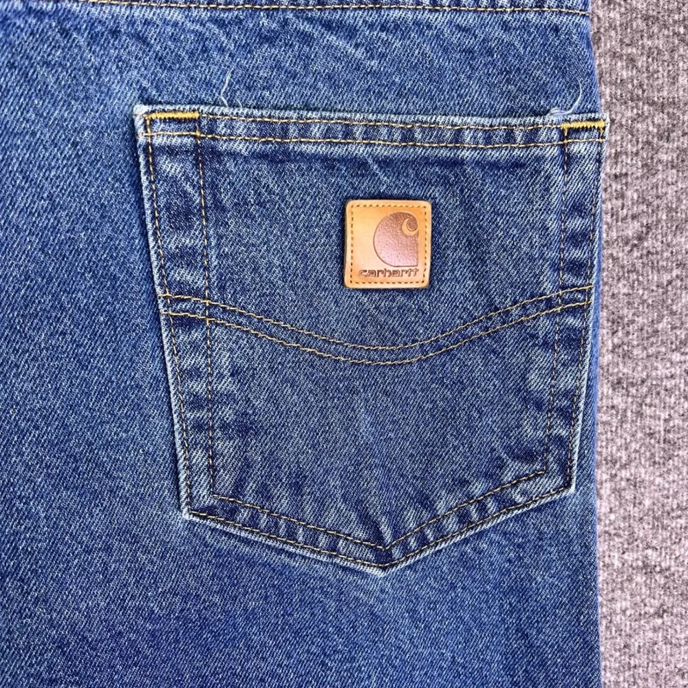 Carhartt Jeans Mens 42x29 Blue RelaxedWorkwear B480-DVB Straight Rugged Denim‎